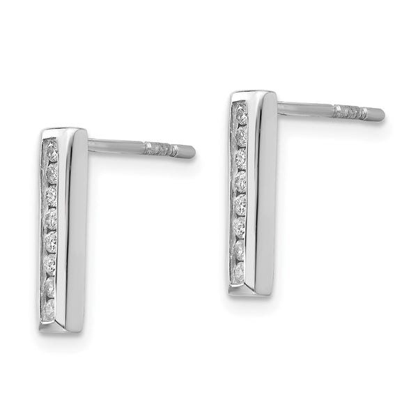 White Ice Sterling Silver Diamond Drop Earrings - 14K Rhodium