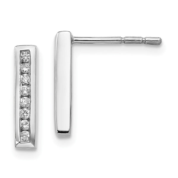 White Ice Sterling Silver Diamond Drop Earrings - 14K Rhodium