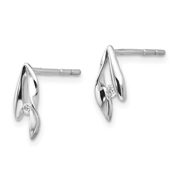 White Ice Sterling Silver Diamond Stud Earrings - Rhodium-Plated
