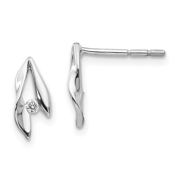 White Ice Sterling Silver Diamond Stud Earrings - Rhodium-Plated