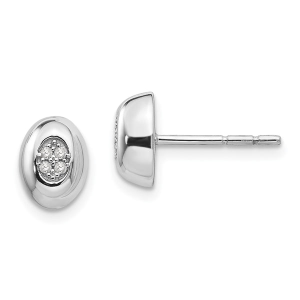 Rhodium-Plated Sterling Silver White Ice Diamond Stud Earrings