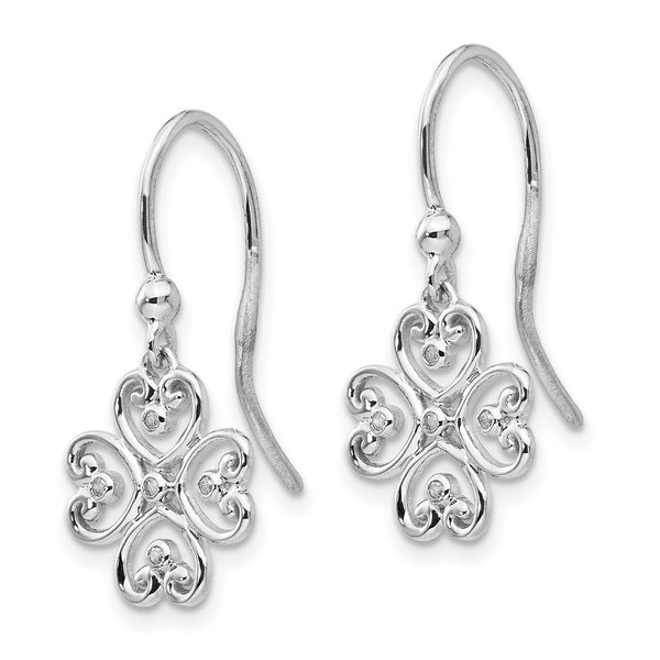 Shop Stylish White Ice Sterling Silver Diamond Heart Dangle Earrings - 4 Hearts