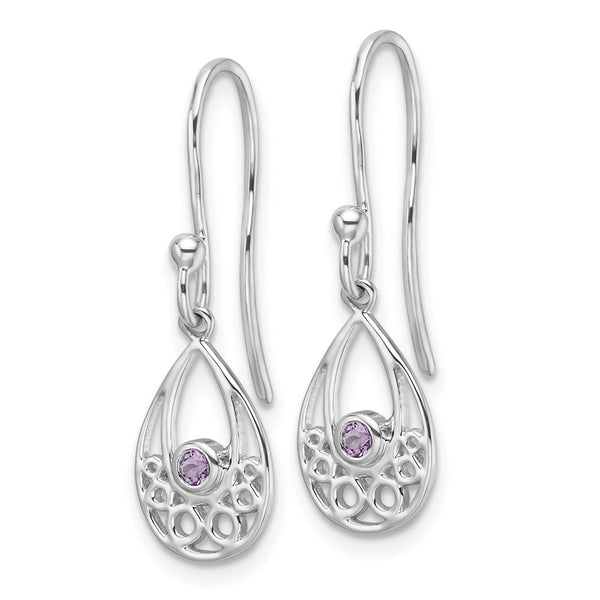 Rhodium-Plated Sterling Silver Amethyst Earrings - Style GR1-1009705