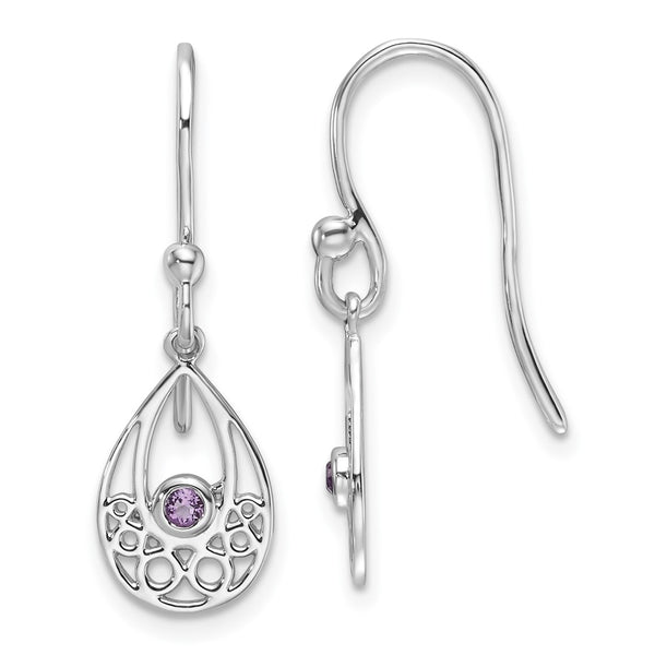 Rhodium-Plated Sterling Silver Amethyst Earrings - Style GR1-1009705