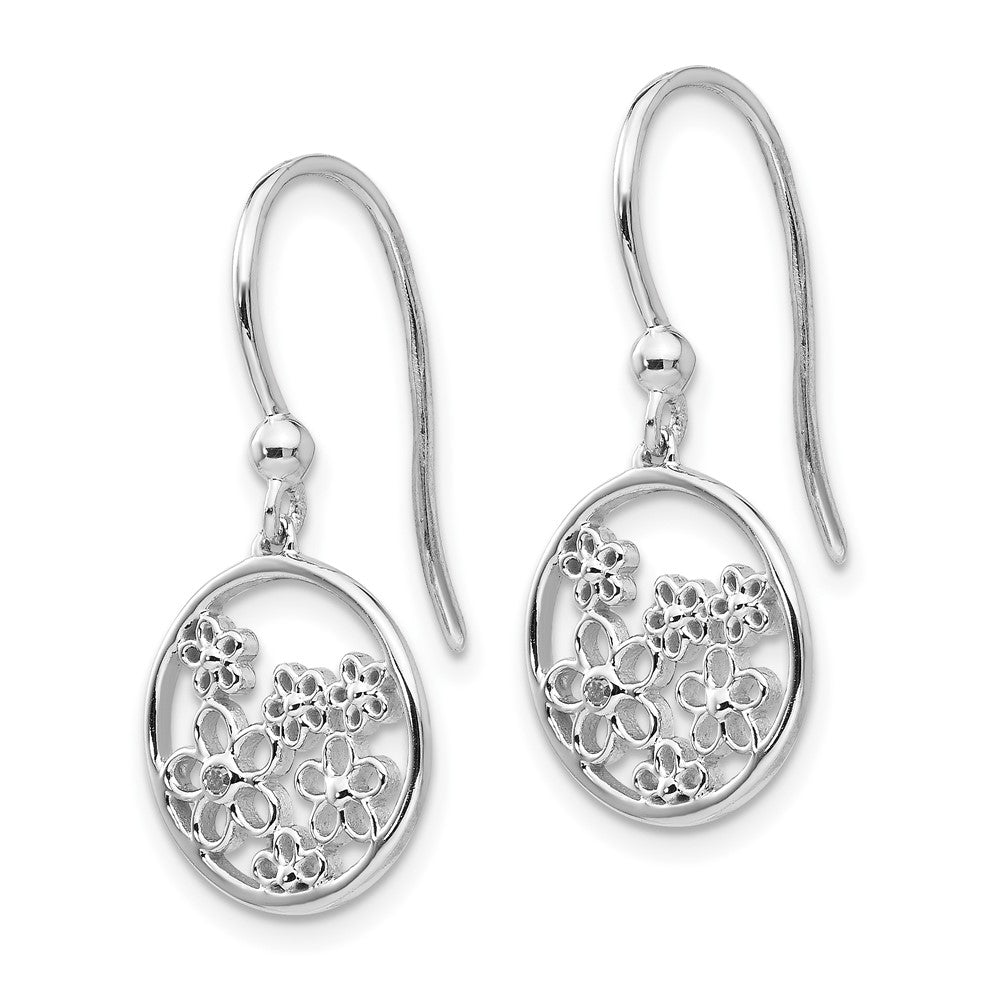 High-Quality White Ice Sterling Silver Floral Dangle Earrings - Stylish Discounted Design