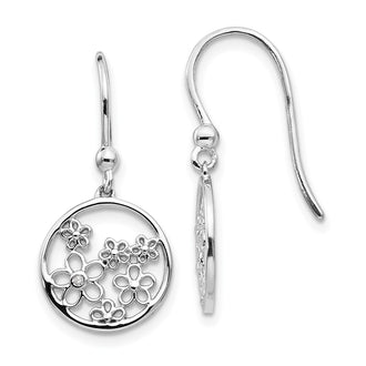 High-Quality White Ice Sterling Silver Floral Dangle Earrings - Stylish Discounted Design
