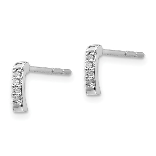 Rhodium-Plated Sterling Silver Diamond Stud Earrings - 1.5ct
