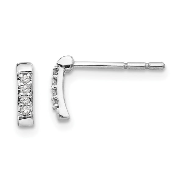 Rhodium-Plated Sterling Silver Diamond Stud Earrings - 1.5ct