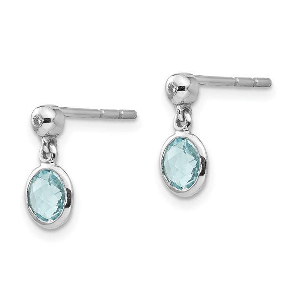 White Ice Sterling Silver Teardrop Earrings with Blue Topaz & Diamonds