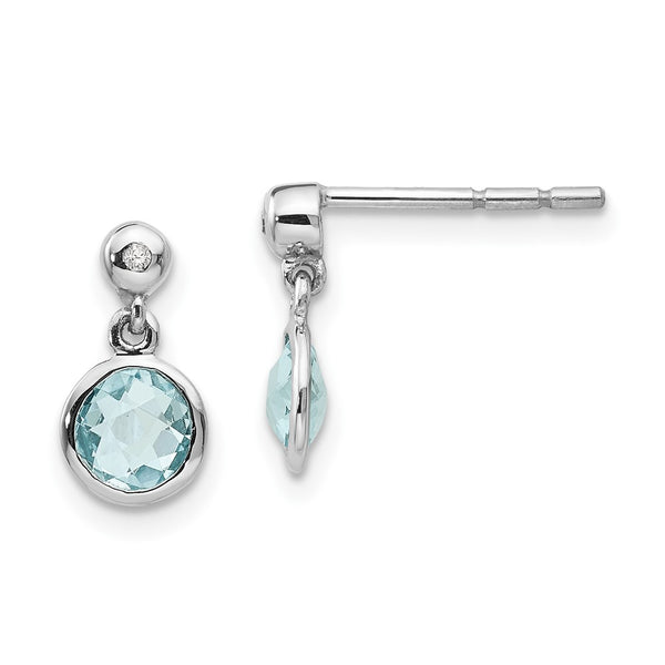 White Ice Sterling Silver Teardrop Earrings with Blue Topaz & Diamonds