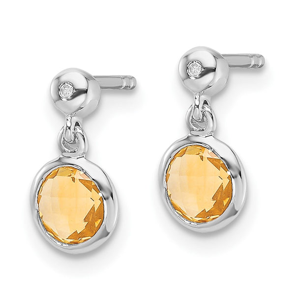 White Ice Rhodium-Plated Sterling Silver Citrine Earrings