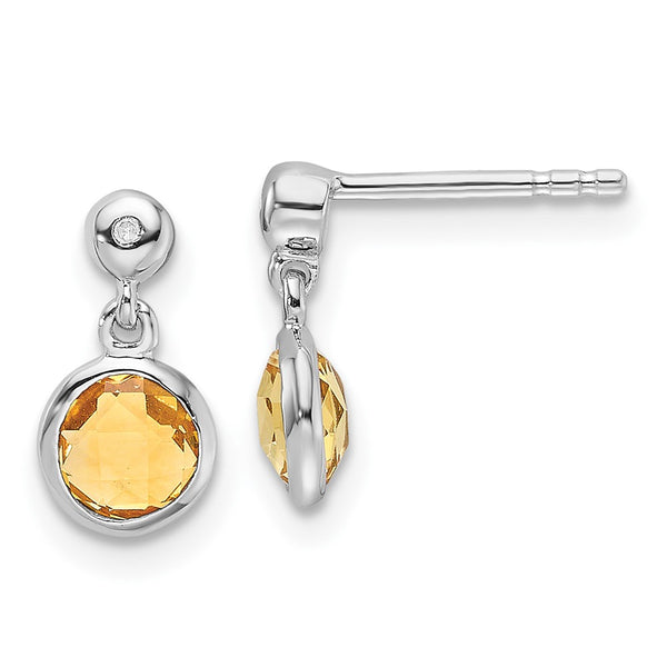 White Ice Rhodium-Plated Sterling Silver Citrine Earrings