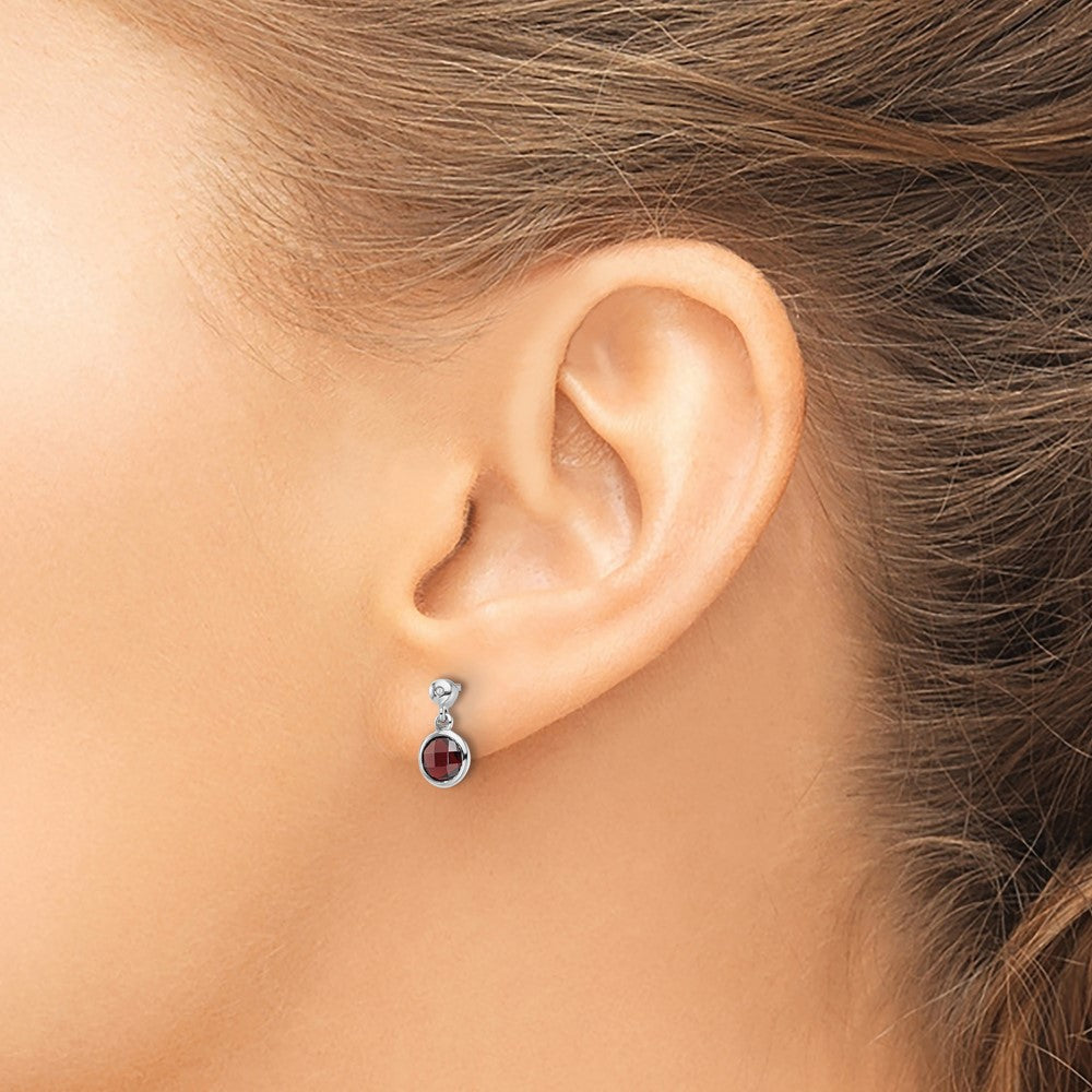 Exclusive White Ice Rhodium-Plated Sterling Silver Garnet Dangle Earrings