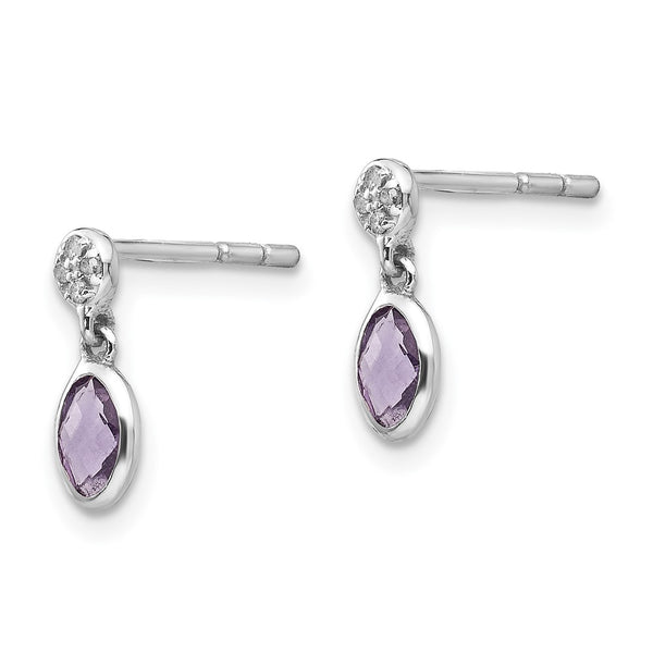 Rhodium-Plated Sterling Silver Amethyst Earrings - Style GR1-1009716