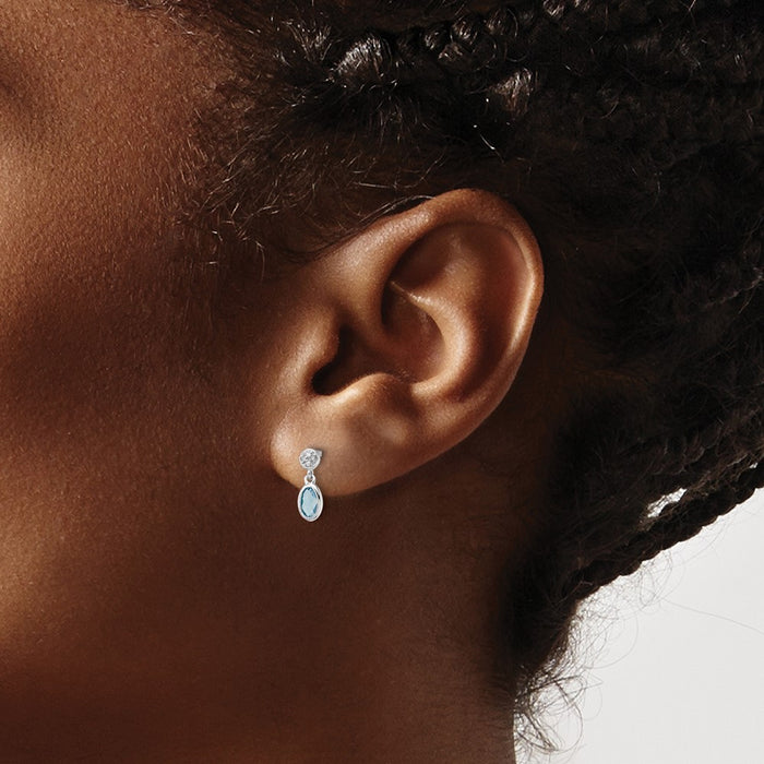 Exclusive 14K Rhodium-Plated Sterling Silver Diamond & Blue Topaz Earrings-3