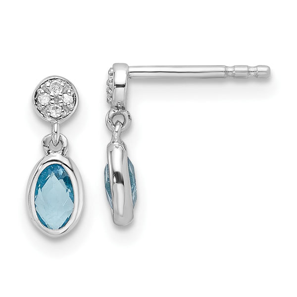 14K Rhodium-Plated Sterling Silver Diamond & Blue Topaz Earrings