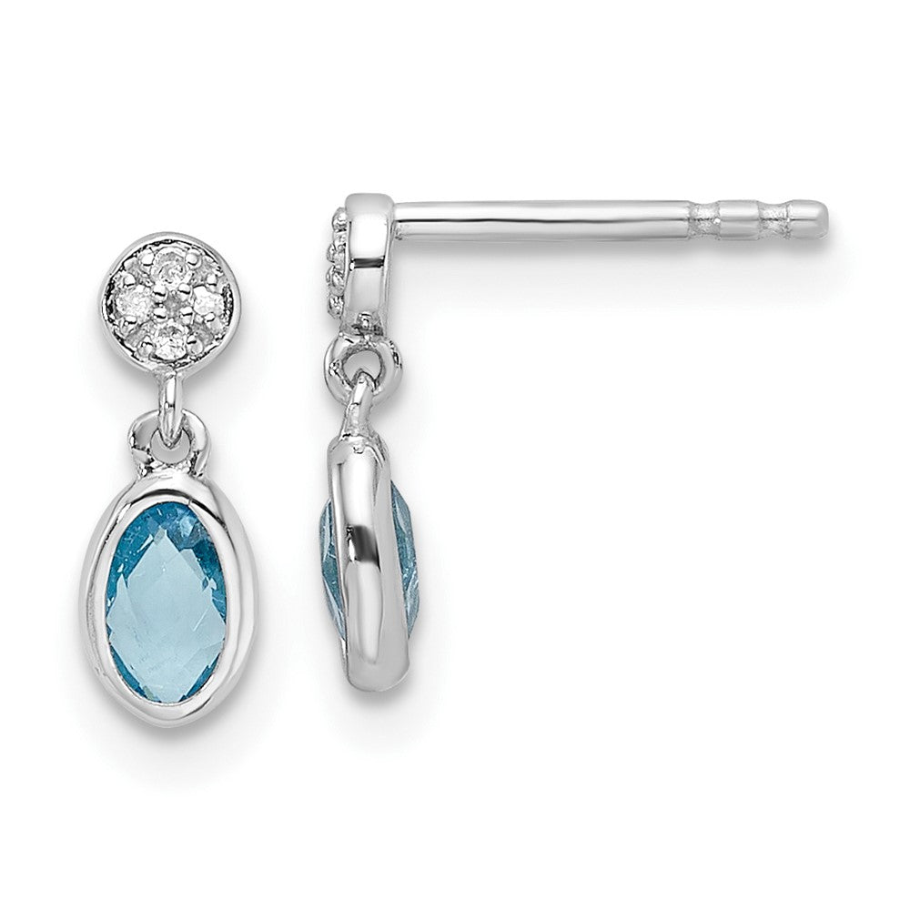 Exclusive 14K Rhodium-Plated Sterling Silver Diamond & Blue Topaz Earrings