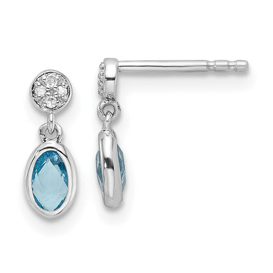 Exclusive 14K Rhodium-Plated Sterling Silver Diamond & Blue Topaz Earrings
