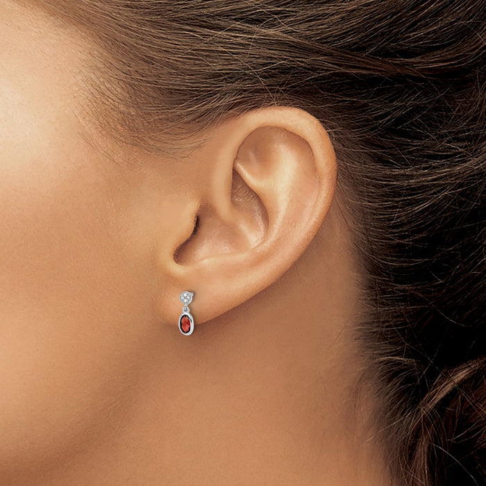 Buy Stylish White Ice Rhodium-Plated Sterling Silver Diamond & Garnet Earrings-3