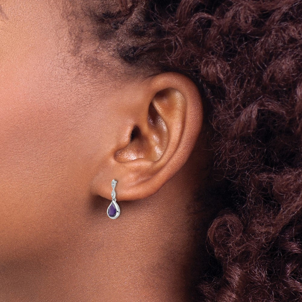 High-Quality Teardrop Amethyst & Diamond Earrings | Stylish Sterling Silver Value