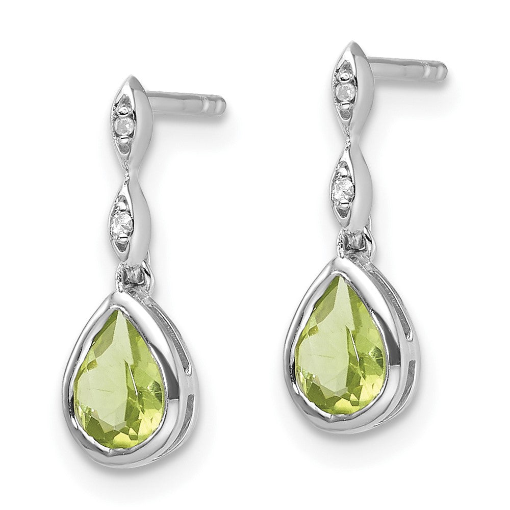 Buy Designer White Ice Sterling Silver Teardrop Earrings with Diamond & Peridot