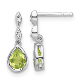 Buy Designer White Ice Sterling Silver Teardrop Earrings with Diamond & Peridot