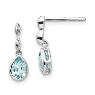Exclusive White Ice Rhodium-Plated  Sterling Silver Teardrop Earrings, Stylish Blue Topaz & Diamond Accents, Affordable Luxury