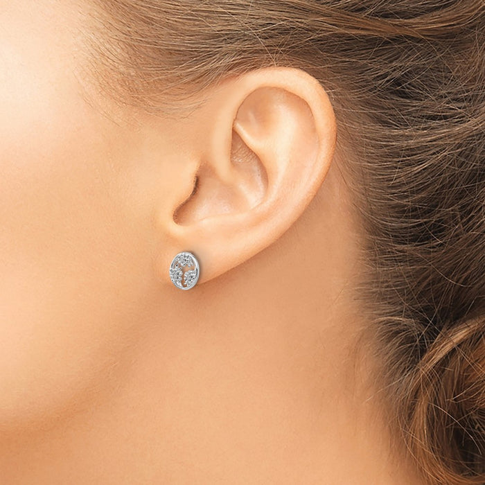 Buy Stylish Rhodium-Plated Sterling Silver Flower Stud Earrings, 0.85mm-3