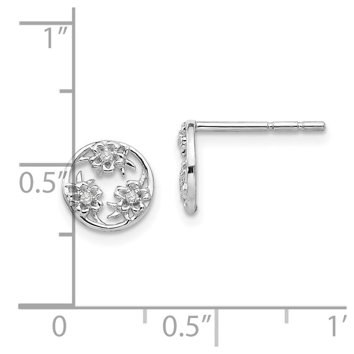 Buy Stylish Rhodium-Plated Sterling Silver Flower Stud Earrings, 0.85mm-4