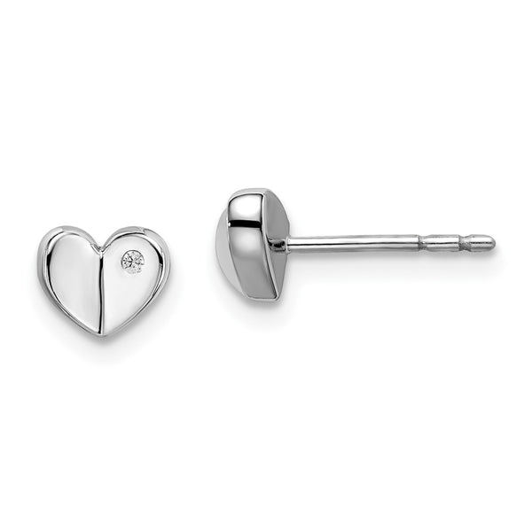White Ice Rhodium-Plated Sterling Silver Diamond Heart Earrings - Style GR1-1009728