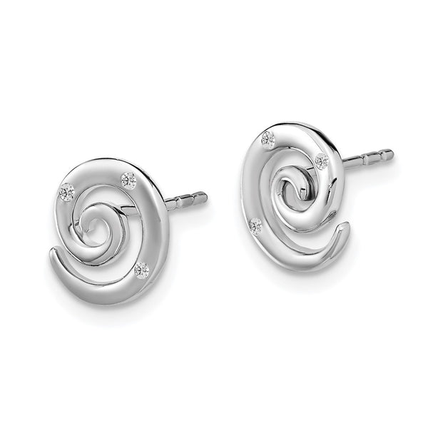 White Ice Rhodium-Plated Sterling Silver Diamond Swirl Studs