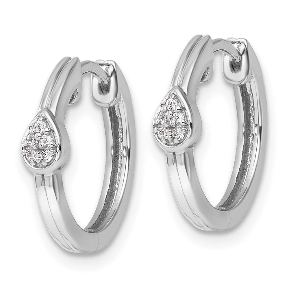 High-Quality White Ice Rhodium-Plated Sterling Silver Diamond Teardrop Earrings - Stylish Value
