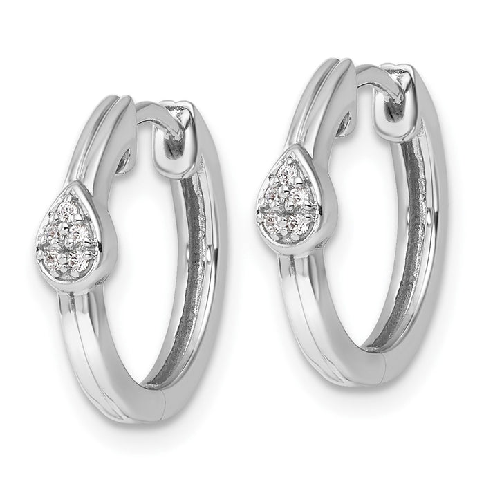 High-Quality White Ice Rhodium-Plated Sterling Silver Diamond Teardrop Earrings - Stylish Value-2