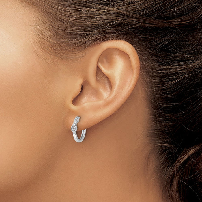 High-Quality White Ice Rhodium-Plated Sterling Silver Diamond Teardrop Earrings - Stylish Value-3
