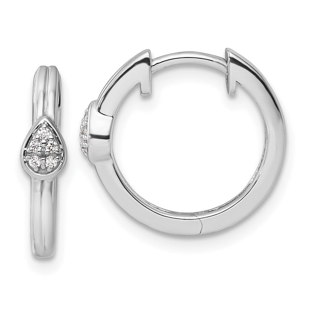 High-Quality White Ice Rhodium-Plated Sterling Silver Diamond Teardrop Earrings - Stylish Value
