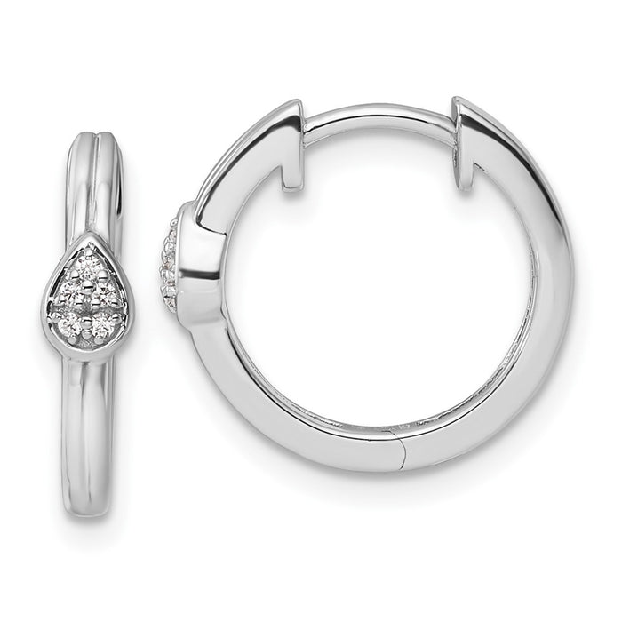 High-Quality White Ice Rhodium-Plated Sterling Silver Diamond Teardrop Earrings - Stylish Value-1
