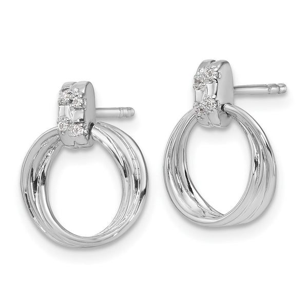 White Ice Rhodium-Plated Sterling Silver Diamond Circle Earrings - Style GR1-1019467