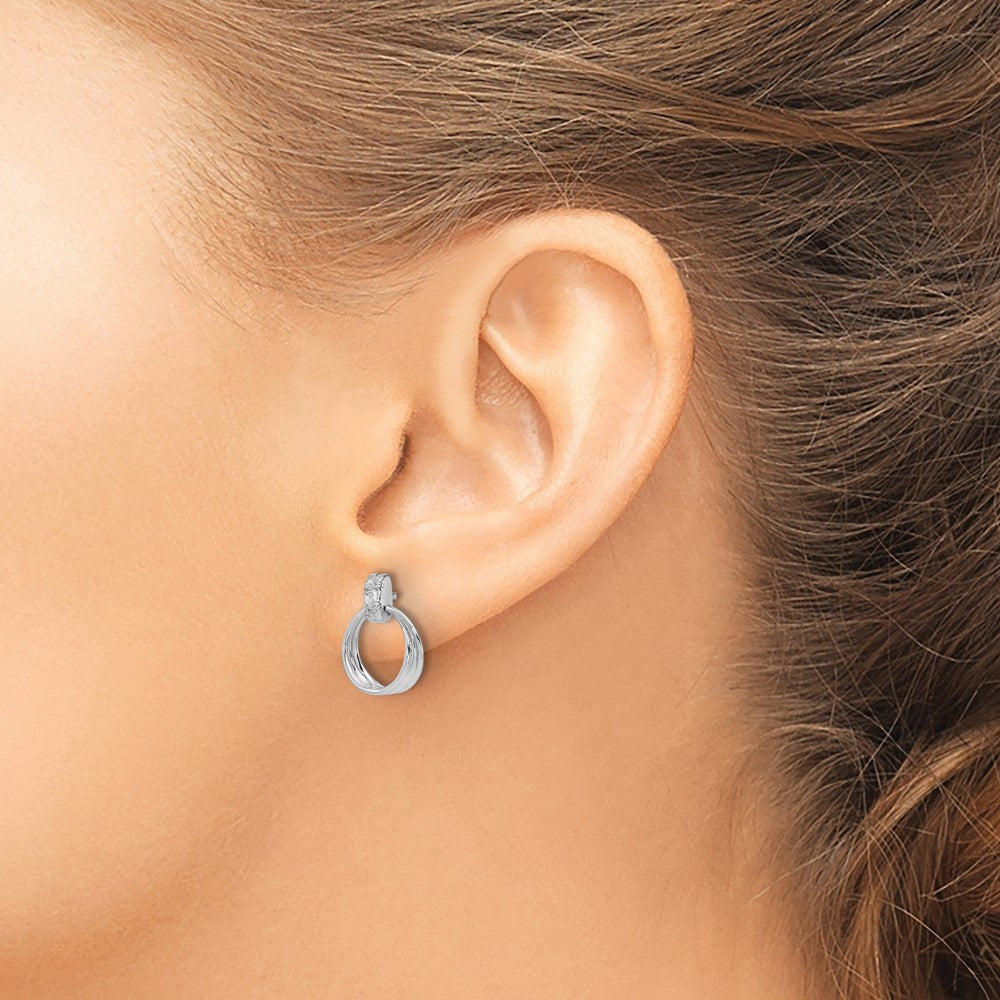 Exclusive White Ice Rhodium-Plated Sterling Silver Diamond Circle Earrings - Stylish & Affordable!