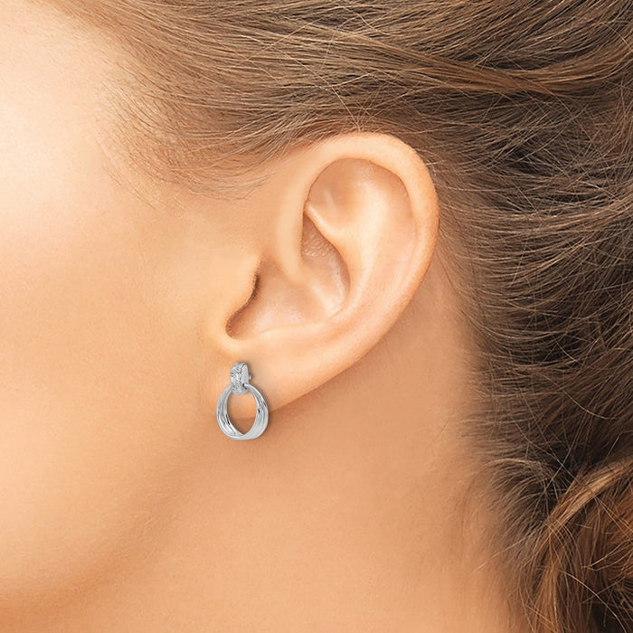 Exclusive White Ice Rhodium-Plated Sterling Silver Diamond Circle Earrings - Stylish & Affordable!-3