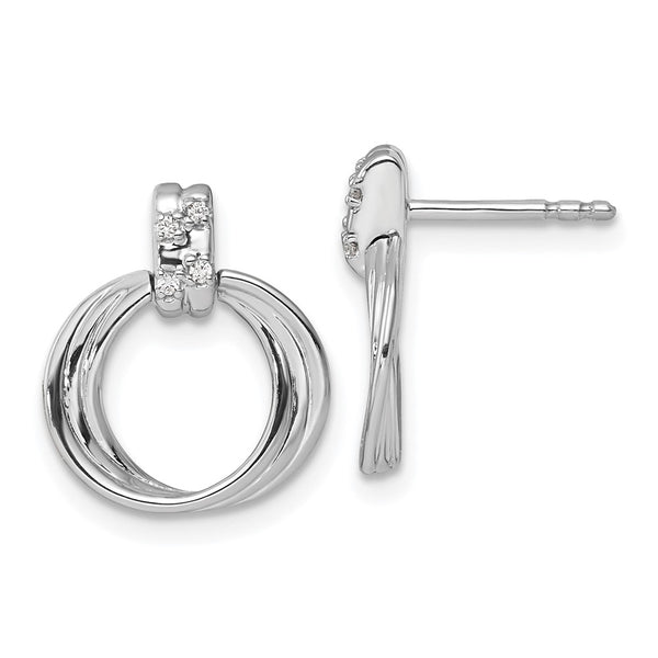 White Ice Rhodium-Plated Sterling Silver Diamond Circle Earrings - Style GR1-1019467