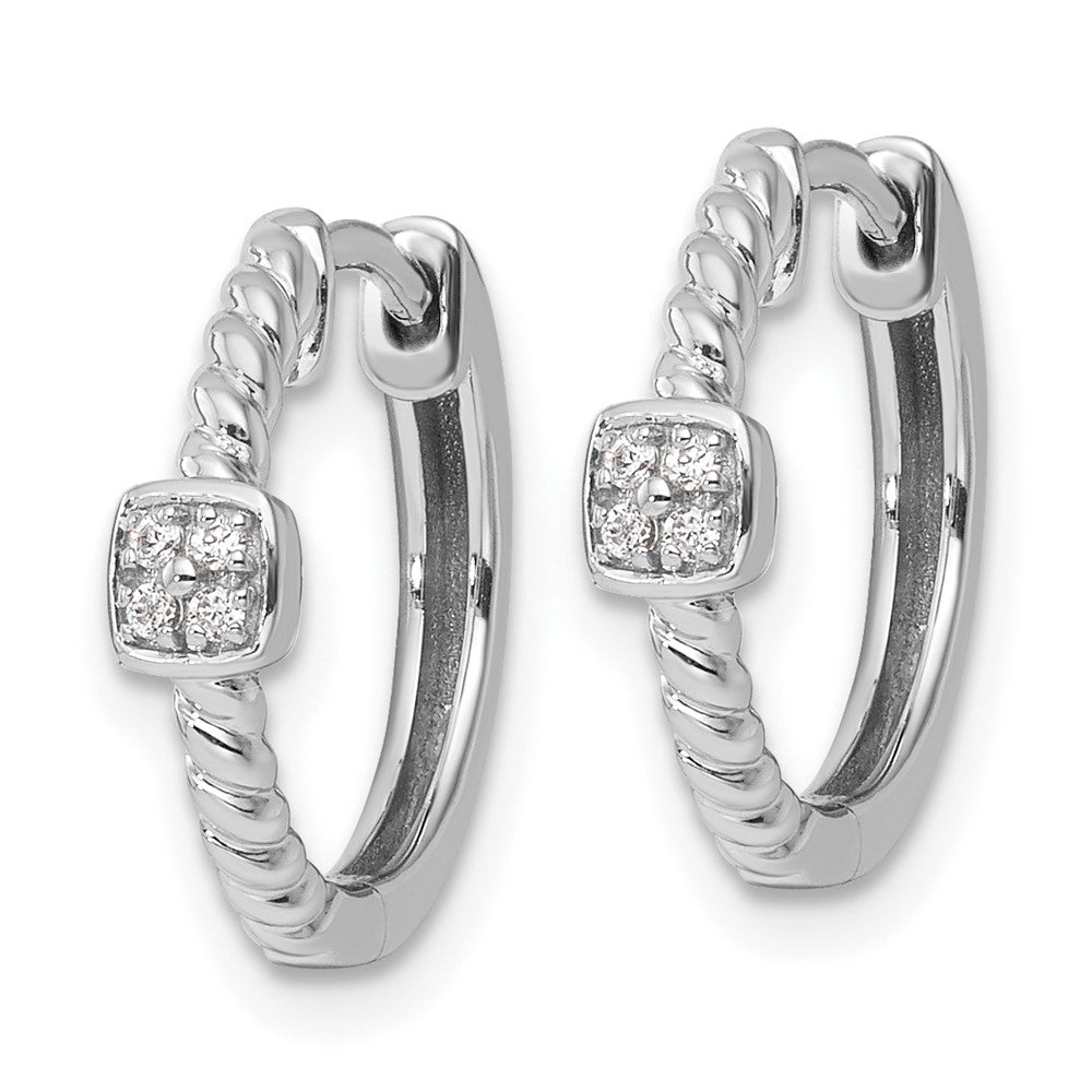 Shop Stylish White Ice Rhodium-Plated 14K Silver Diamond Hinged Hoops