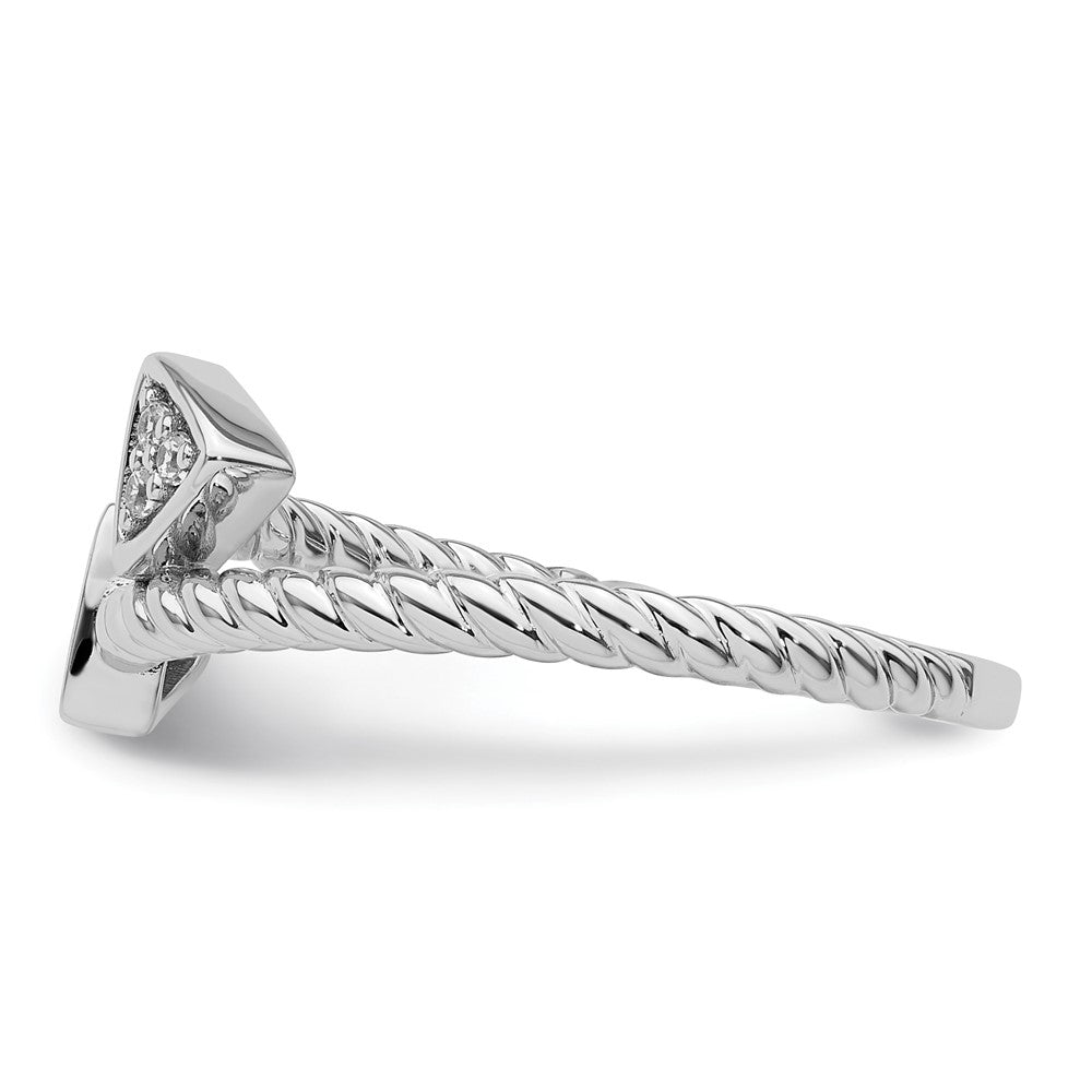 Exclusive Rhodium-Plated Sterling Silver Diamond Arrow Ring - Stylish Design