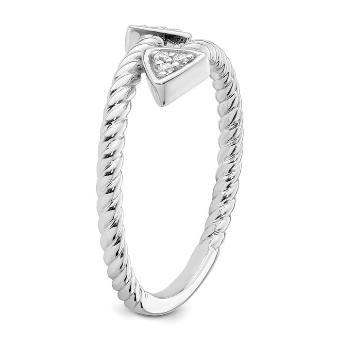 Exclusive Rhodium-Plated Sterling Silver Diamond Arrow Ring - Stylish Design-6