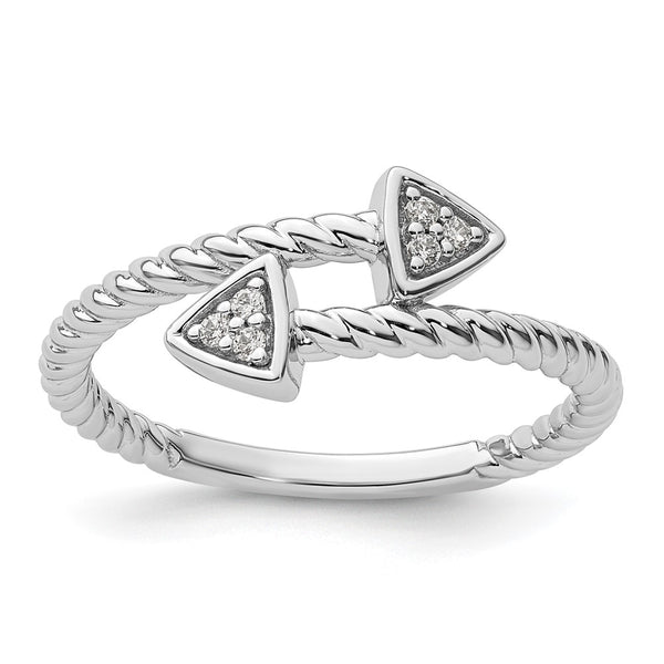 Rhodium-Plated Sterling Silver Diamond Arrow Ring