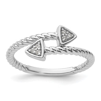 Exclusive Rhodium-Plated Sterling Silver Diamond Arrow Ring - Stylish Design