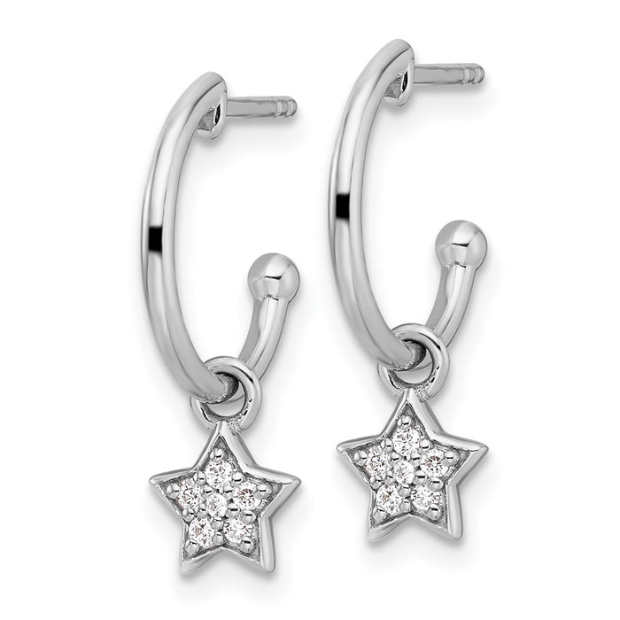 High-Quality White Ice Rhodium-Plated Sterling Silver Diamond J-Hoops - Stylish!-2