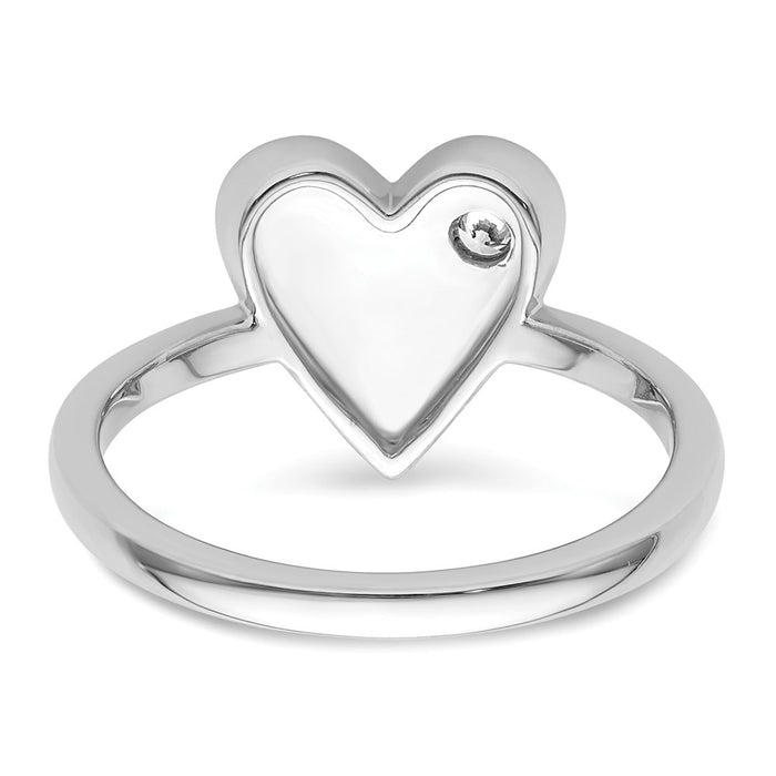Shop Stylish Rhodium-Plated Sterling Silver Diamond Heart Ring | 14K Luxury Finish-5