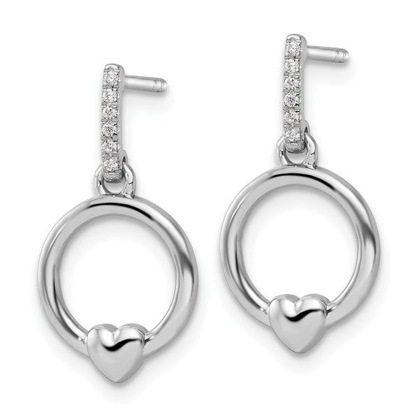 White Ice Rhodium-Plated Sterling Silver Diamond Heart Earrings - Style GR1-1009746