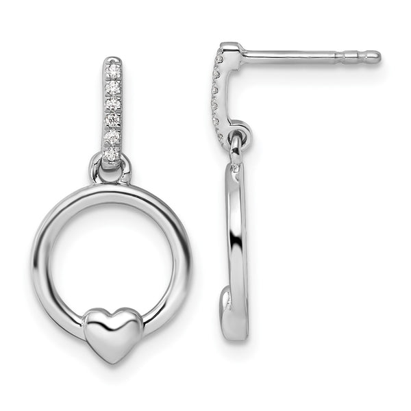 White Ice Rhodium-Plated Sterling Silver Diamond Heart Earrings - Style GR1-1009746