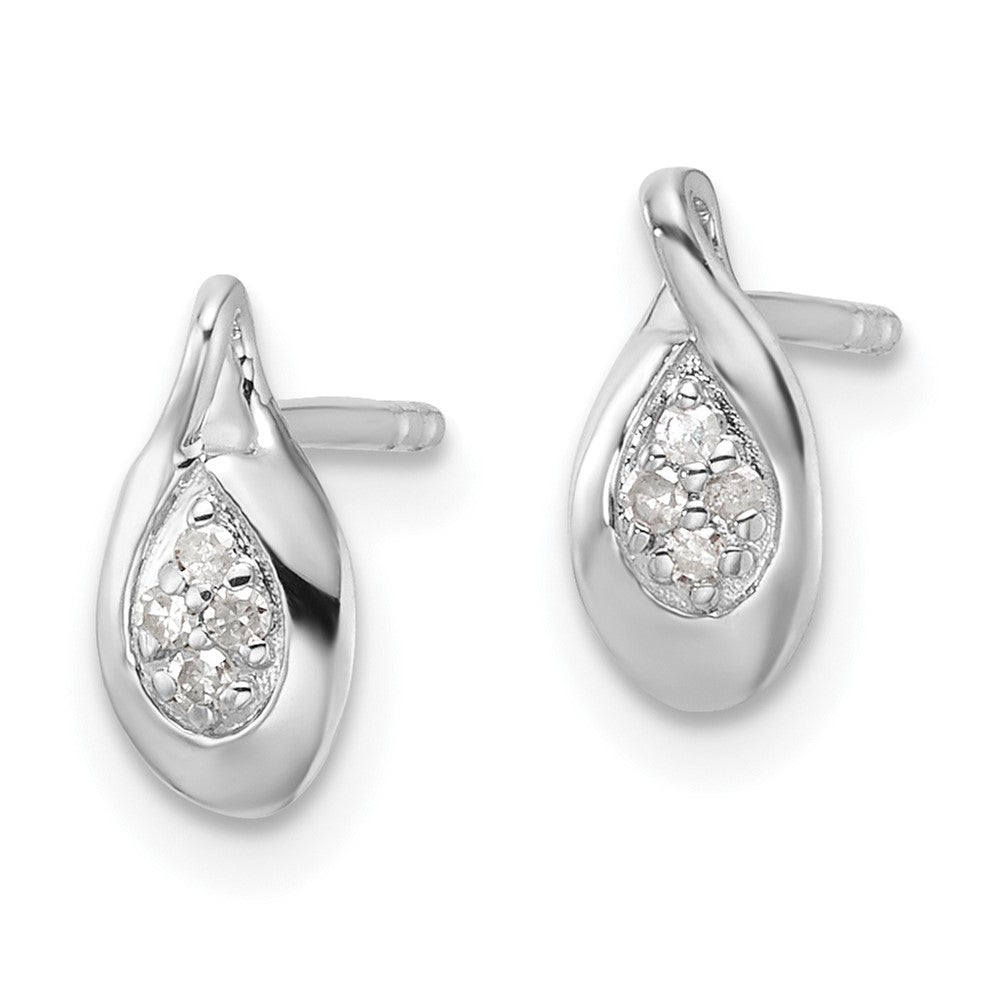 High-Quality White Ice Rhodium-Plated Sterling Silver Diamond Stud Earrings - Stylish Value!